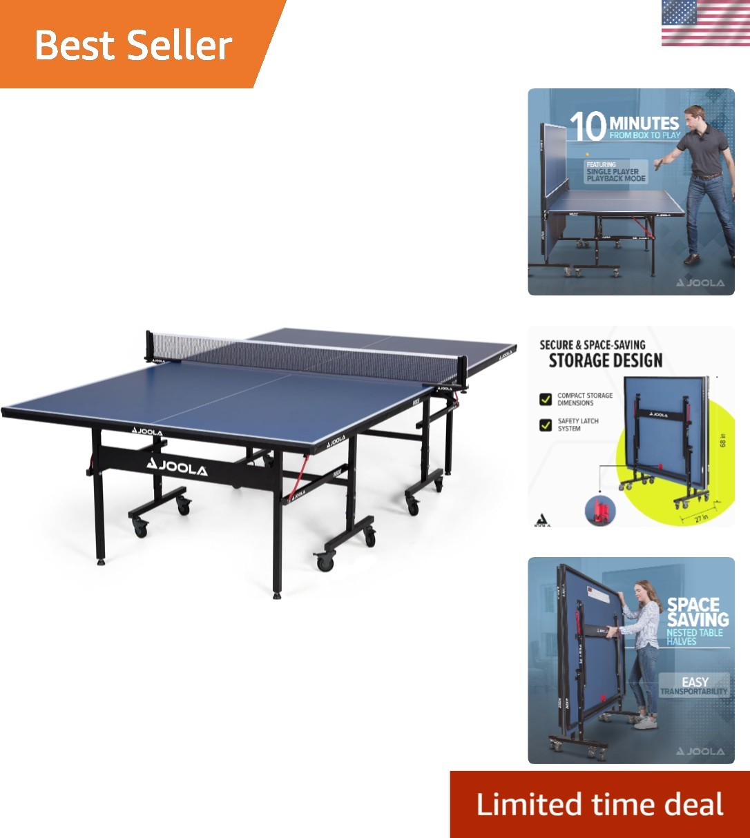 Tournament Quality Indoor Ping Pong Table - Easy 10 Minute Assembly, 108" Size