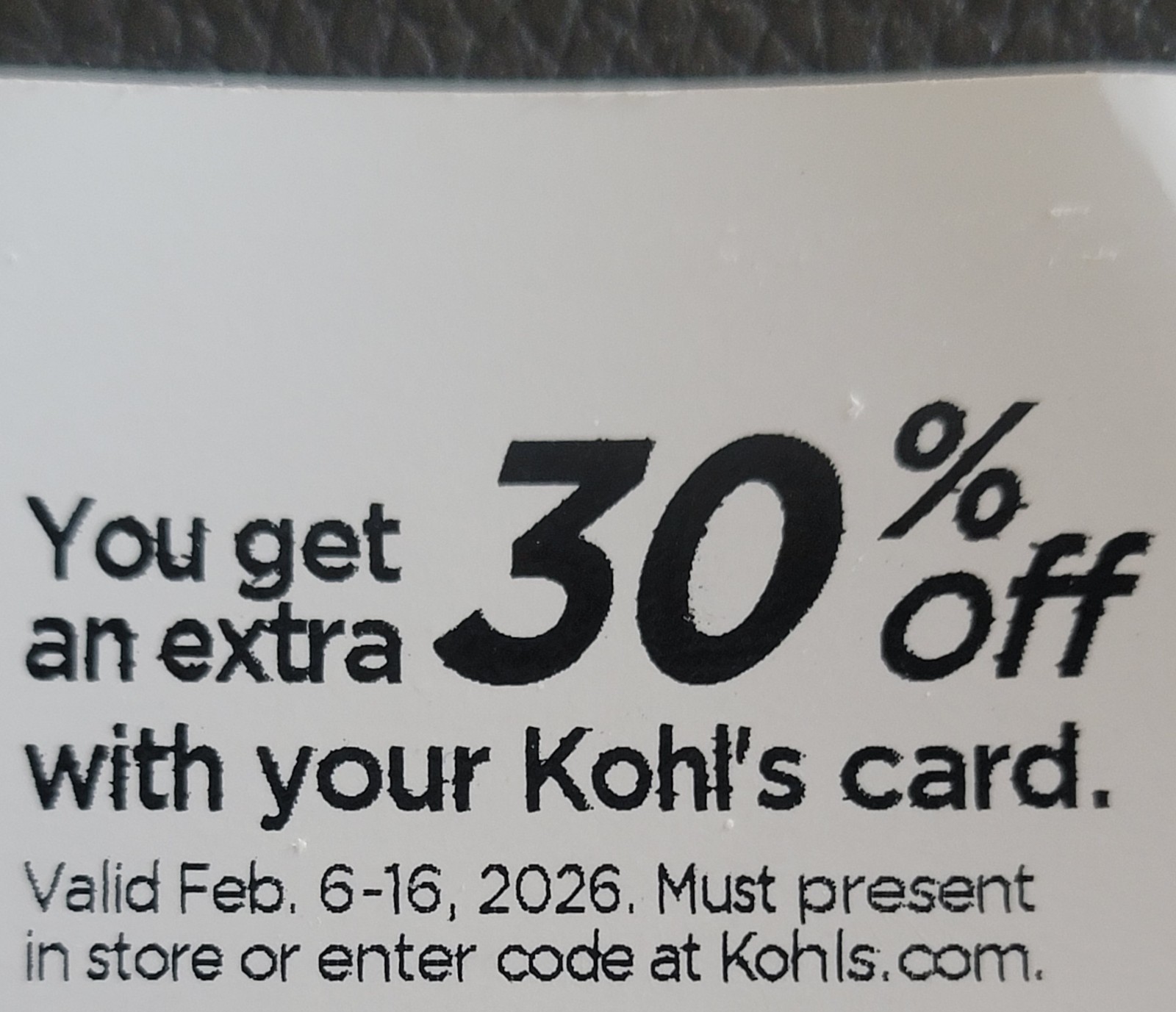 Kohls 30% Off Coupon