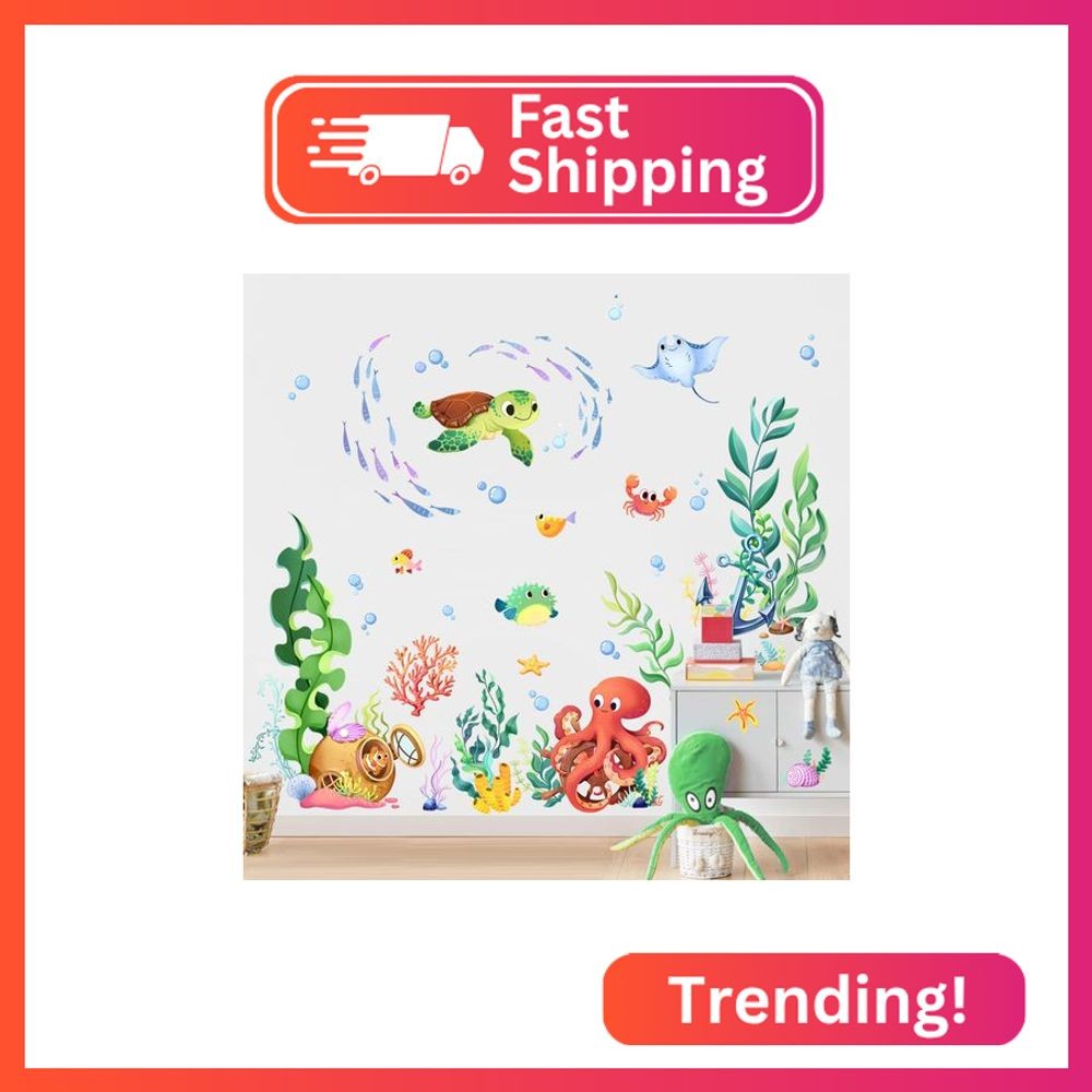 Supzone Under The Sea Wall Decals Ocean Fish Seaweed Sea Turtle Octopuses Wall S