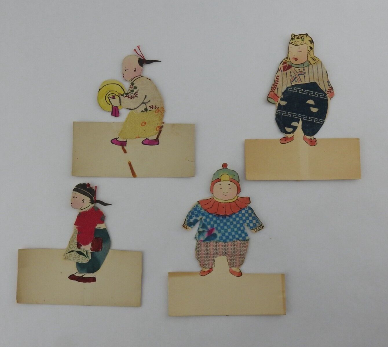 4 Vintage Handmade Chinese Paper Doll Asain