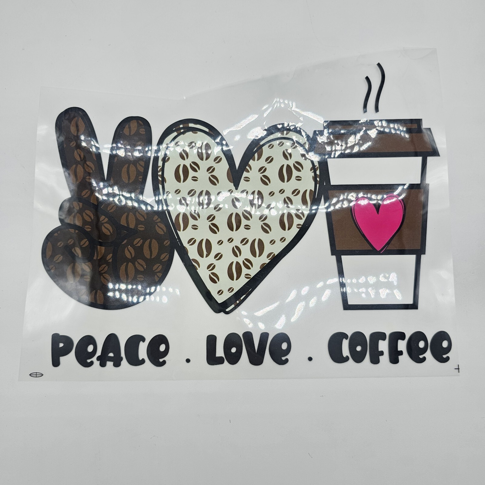 Peace, Love, Coffee Iron On Transfer Patch.  DIY Heat Patch For Clothing, Bags