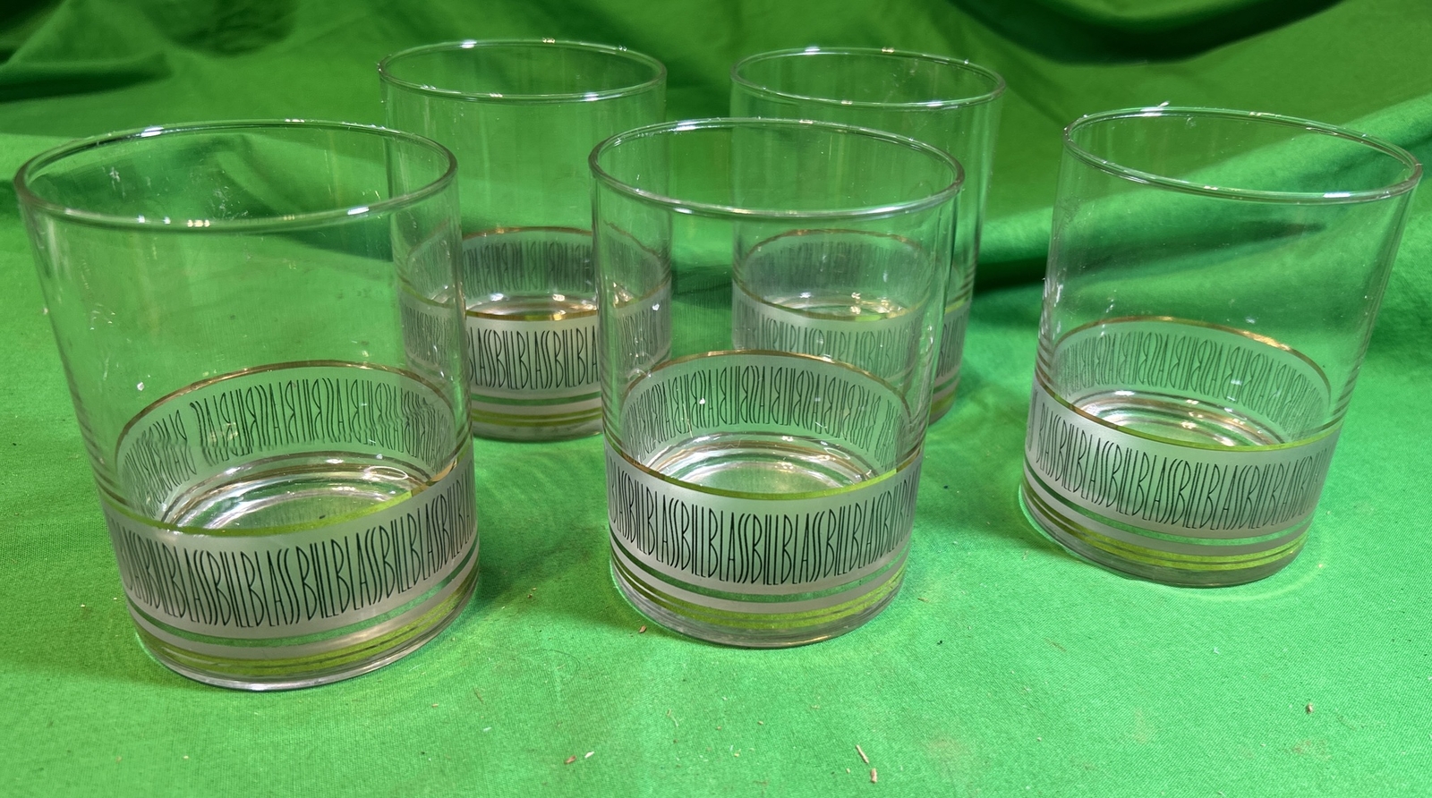 Bill Blass Mid Century Whiskey Glasses Set Of (5) Five