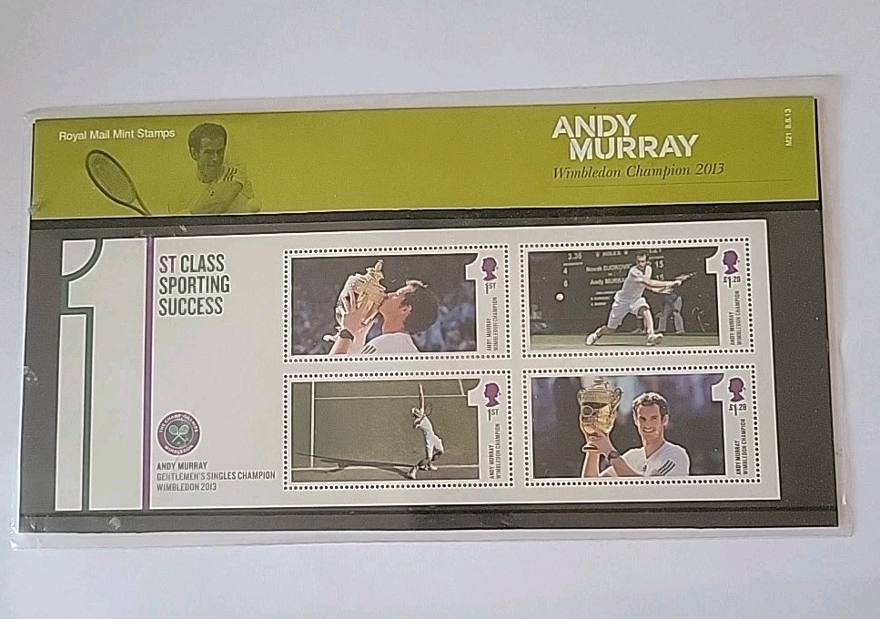 2013 Andy Murray Wimbledon Champion Royal Mail Mint Stamps Presentation Pack M21