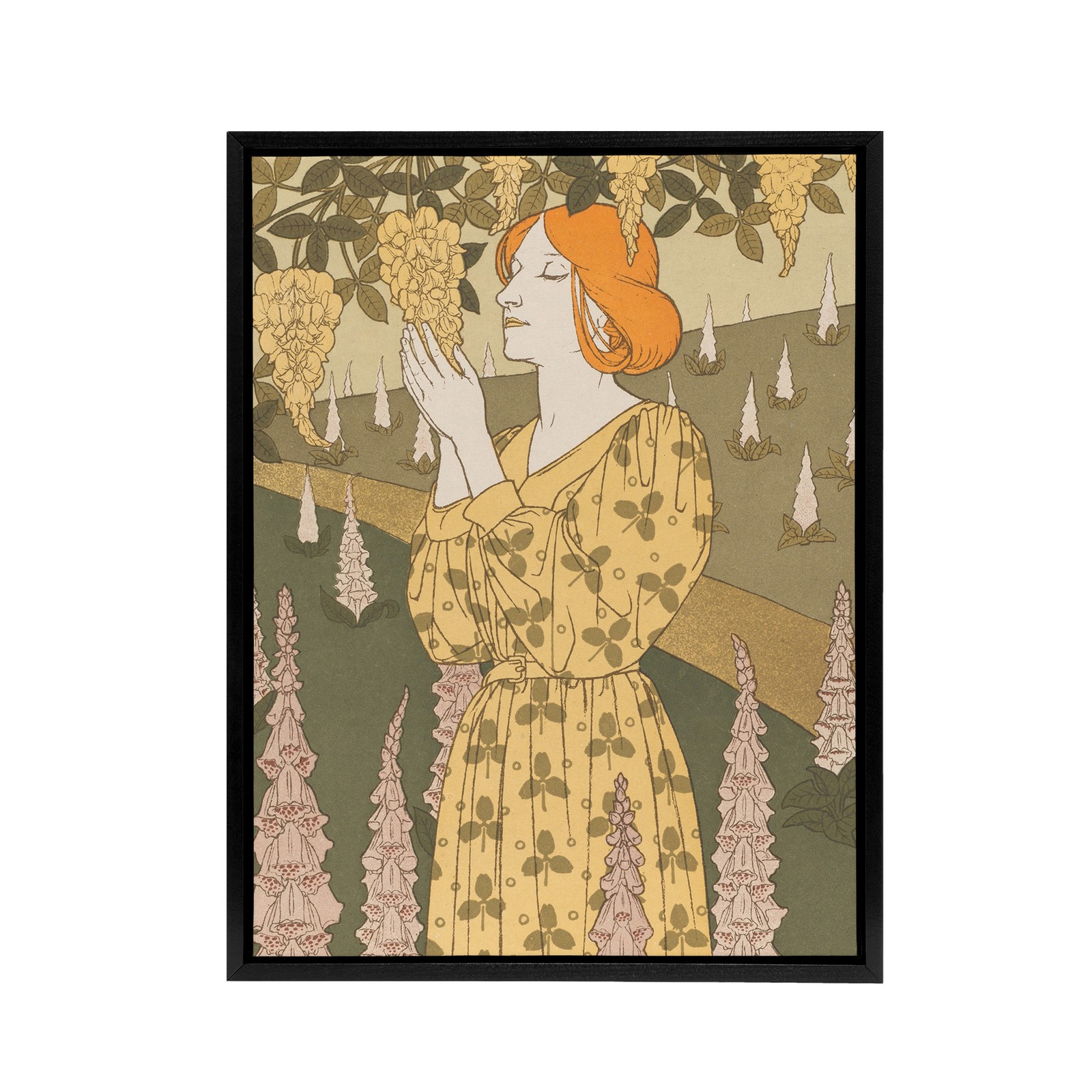 Laburnum Foxglove Framed Canvas Wall Art Print Vintage Floral Verneuil