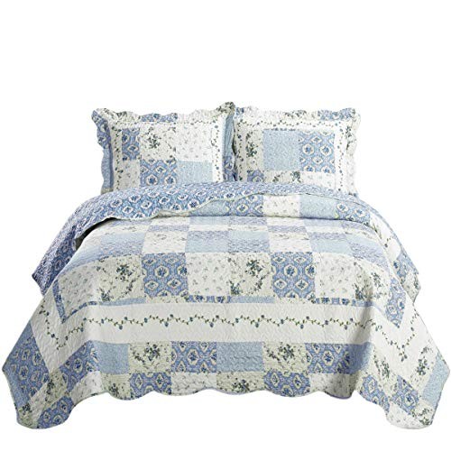 7- Pcs Bed Spread Set- --Printed Quilted Wrinkle-Free Microfiber Queen Brea