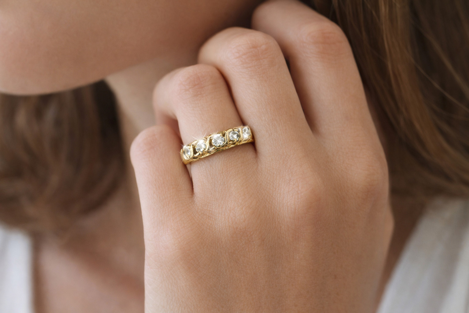 14K Solid Yellow Gold Natural Diamond .60 ct Wedding Band/Anniversary Ring Sz 10