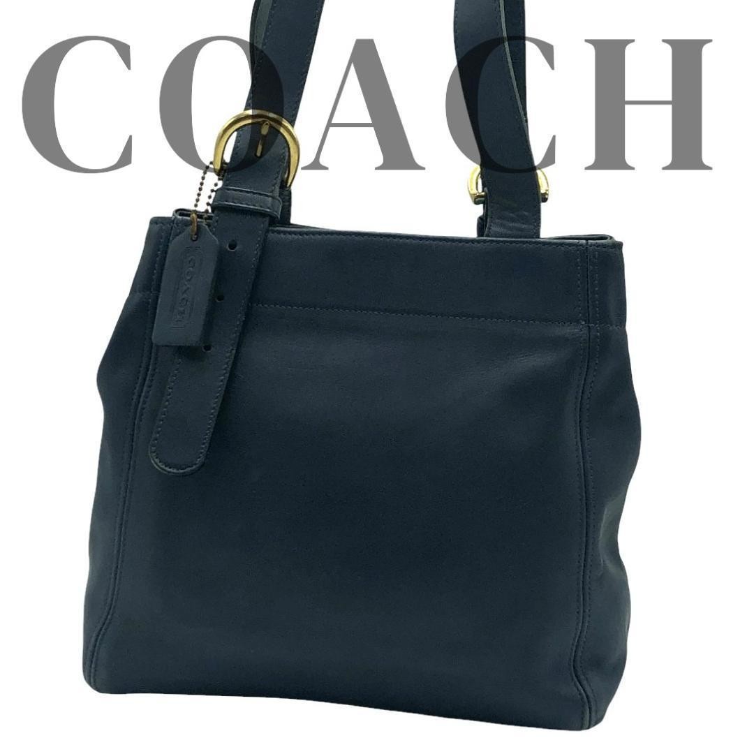 Vintage Coach Shoulder Bag 4157 Leather Navy From Japan 140720K Authentic