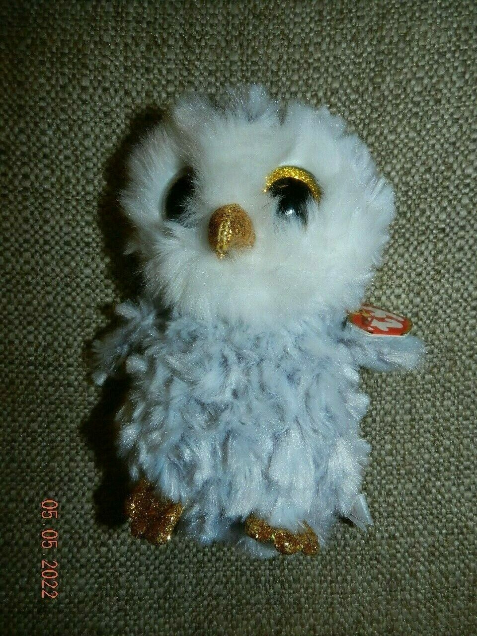 Ty Silk Owlette Beanie Baby Gray White Stuffed Animal Plush 6" Kids Toy New  