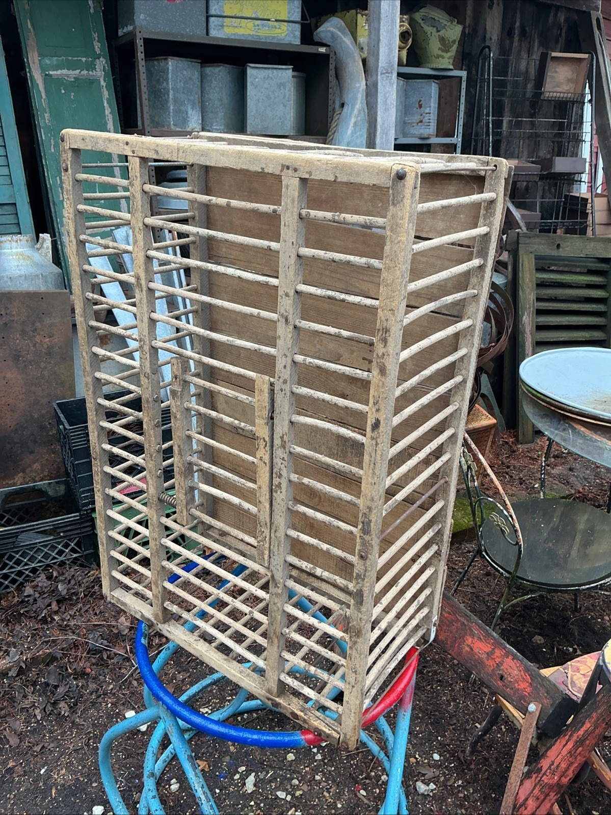 Primitive Wood Chicken Crate Cage Carrier 35inx12inx 23inFarm Cage Free Shipping