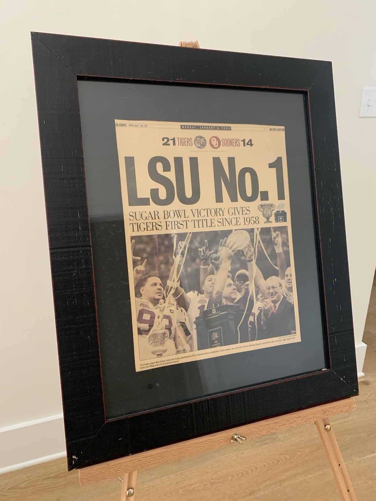 2003 Sugar Bowl framed Times Picayune First National Championship Nick Saban