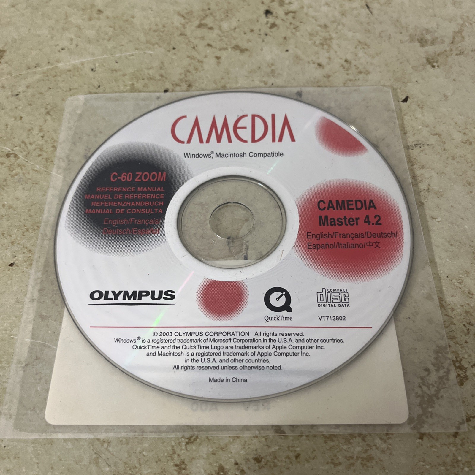 Olympus Camedia Master 4.2 Disc CD-ROM C-60 ZOOM Camera Manual