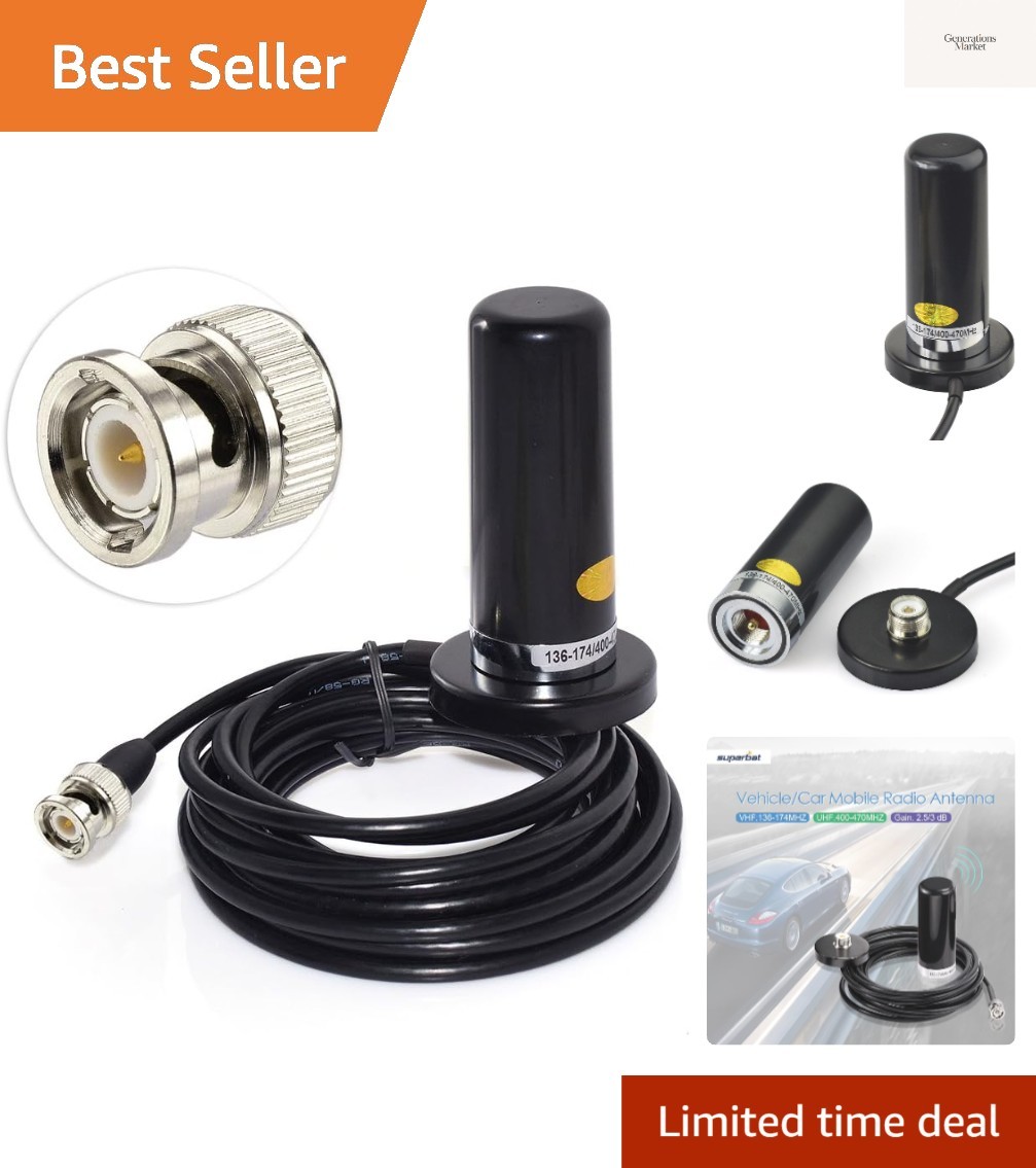 Vehicle/Car Mobile Dual Band Antenna BNC Male Connector Magnetic Base Mount 5...