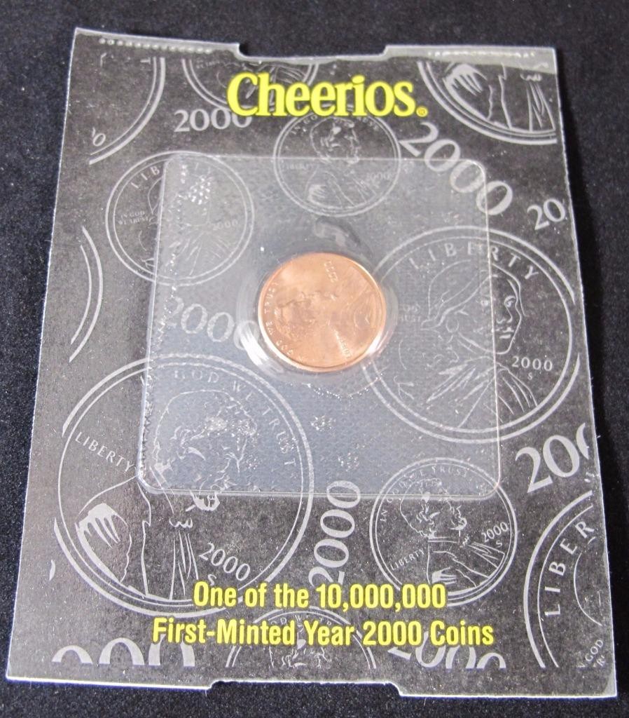 2000 Cheerios One Cent * COA from Cheerios * Collectible * Cool Coin!
