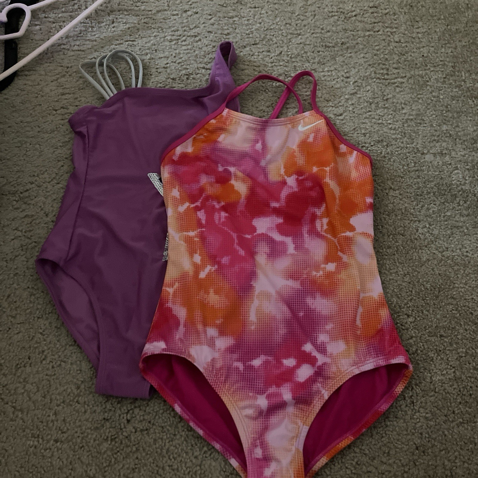 Nike Girls' One Piece Swimsuits Tie Dye Star Pattern Colorful Size M Lot of 2