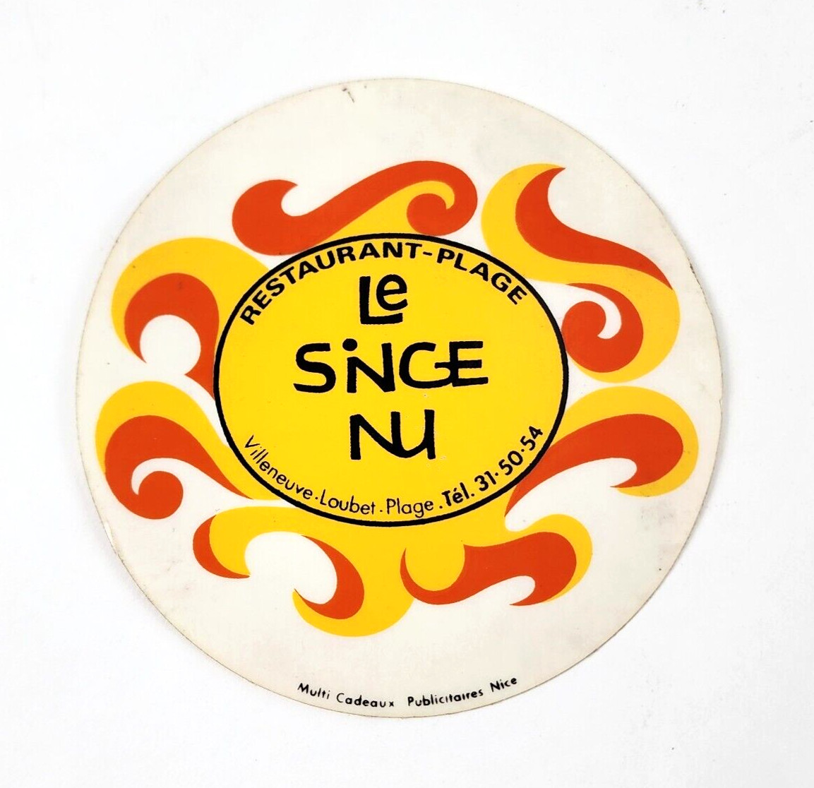 Restaurant-Plage Le Singe Nu ~ "The Naked Monkey" ~ Villeneuve Loubet Sticker