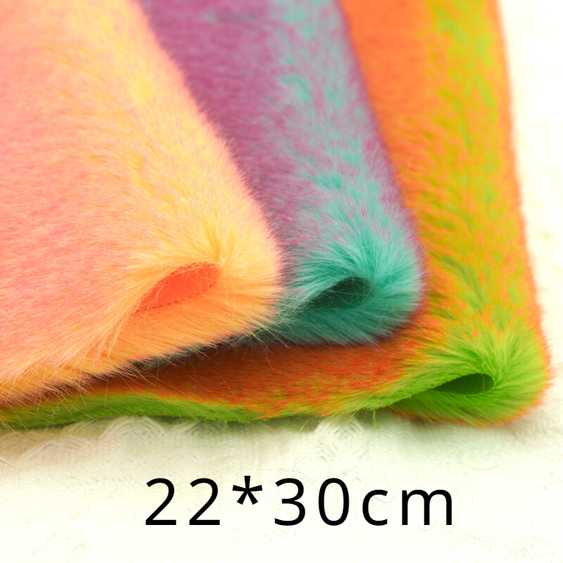 Novelty Colorful Faux Rabbit Fur Fabric Sewing Thick Furry DIY Craft 22 30cm
