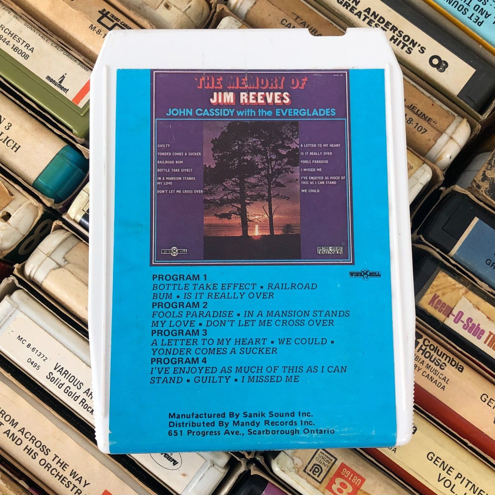 John Cassidy With The Everglades : Memories of Jim Reeves, 8 Track CANADA