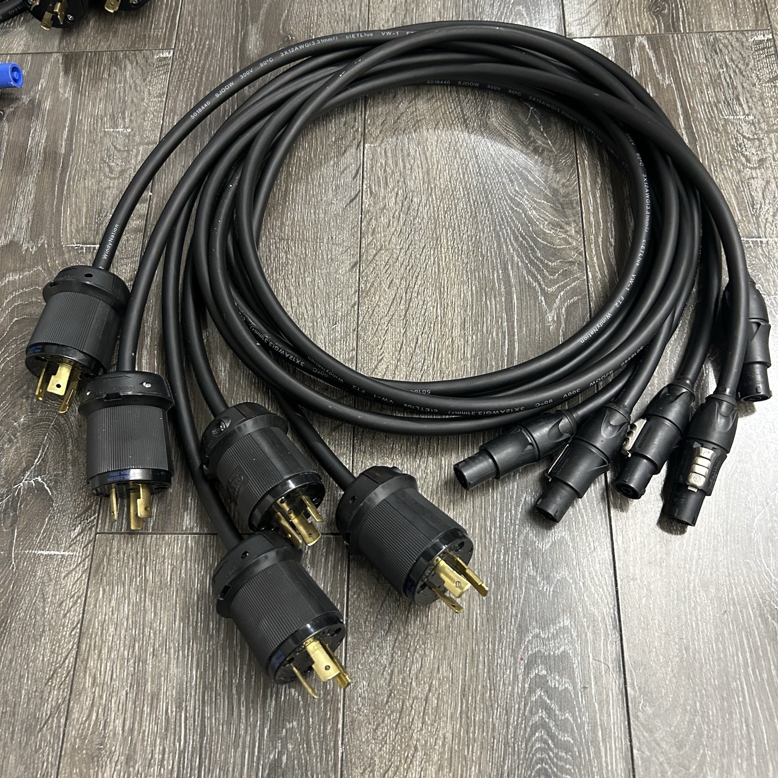 Lot Of 5 Adapter L6-20 Male Twist-Lok To PowerCON True1 Female Stage  6ft Cable