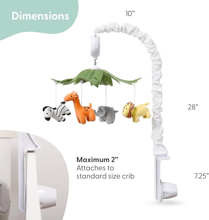 ⚪ The Peanutshell Safari Animals Musical Crib Mobile for Baby Boys & Girls - EUC