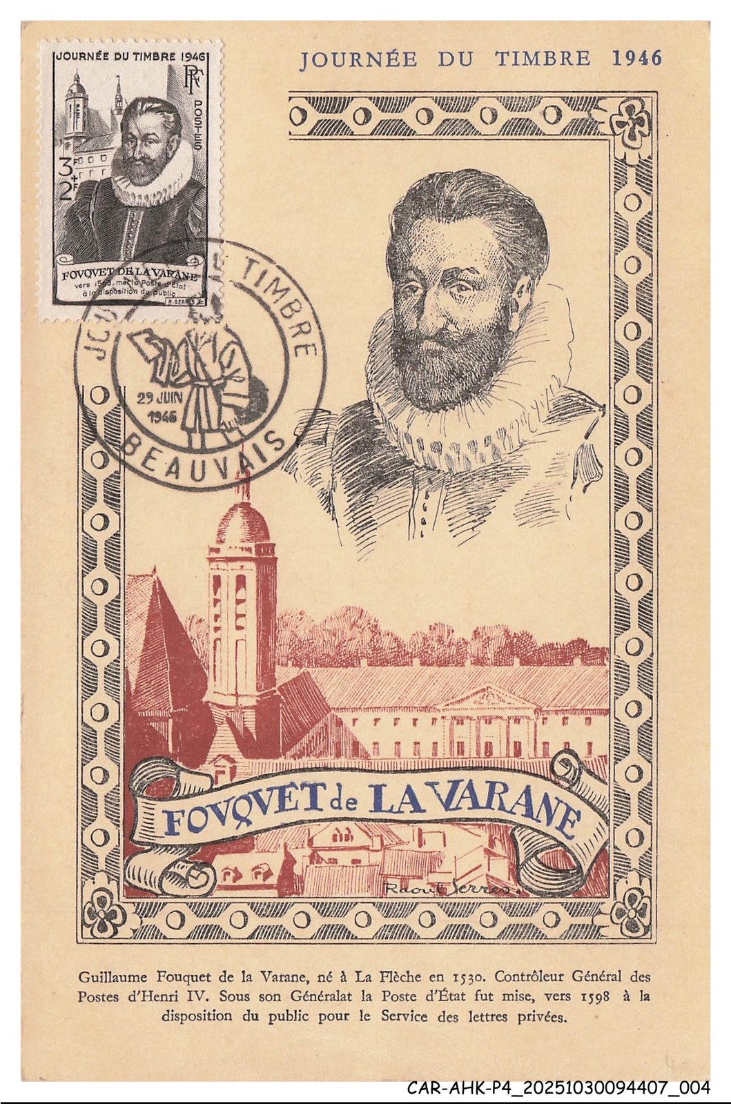 CAR-AHKP4-0188-CARTES-MAXIMUM - BEAUVAIS - Stamp Day - Fovgvet Of The
