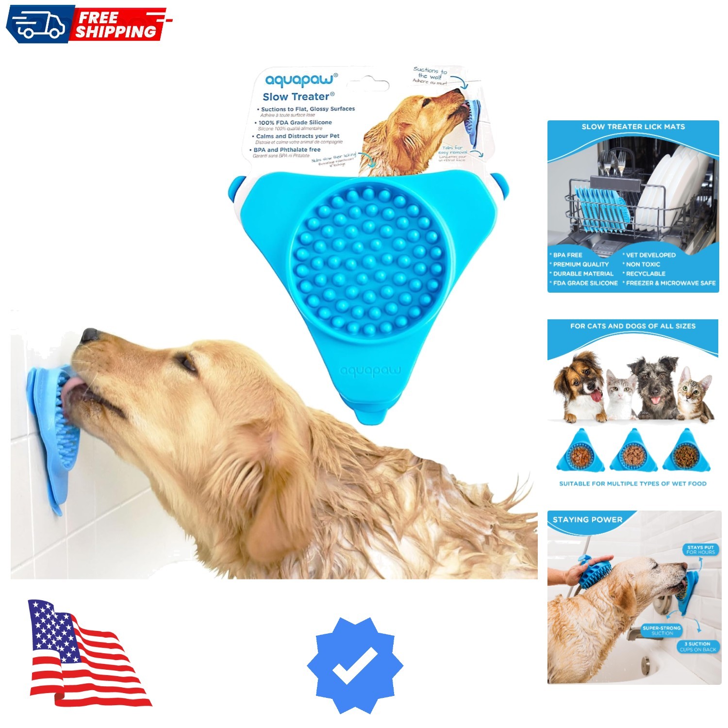 Dog Licking Mat - Suction Slow Feeder & Feeding Mat - Bath Toy Dispenser for ...