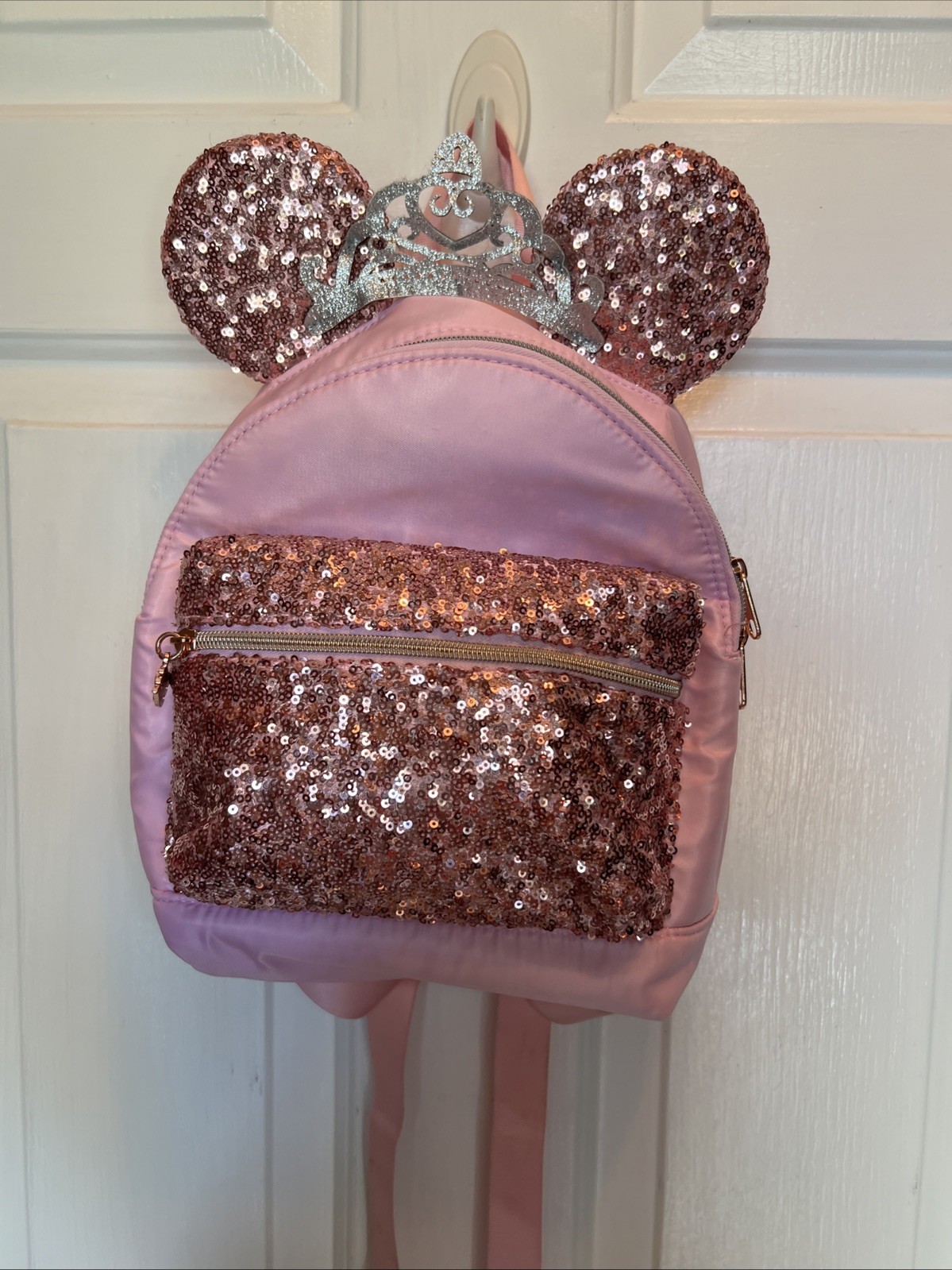 Disney Cruise Line Bibbidi Bobbidi Boutique Minnie Mouse Pink Sequin Backpack