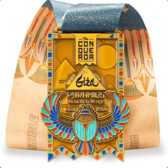 The Conqueror Virtual Challenge Medal Giza Pyramids Egypt 46 Miles 75 KM