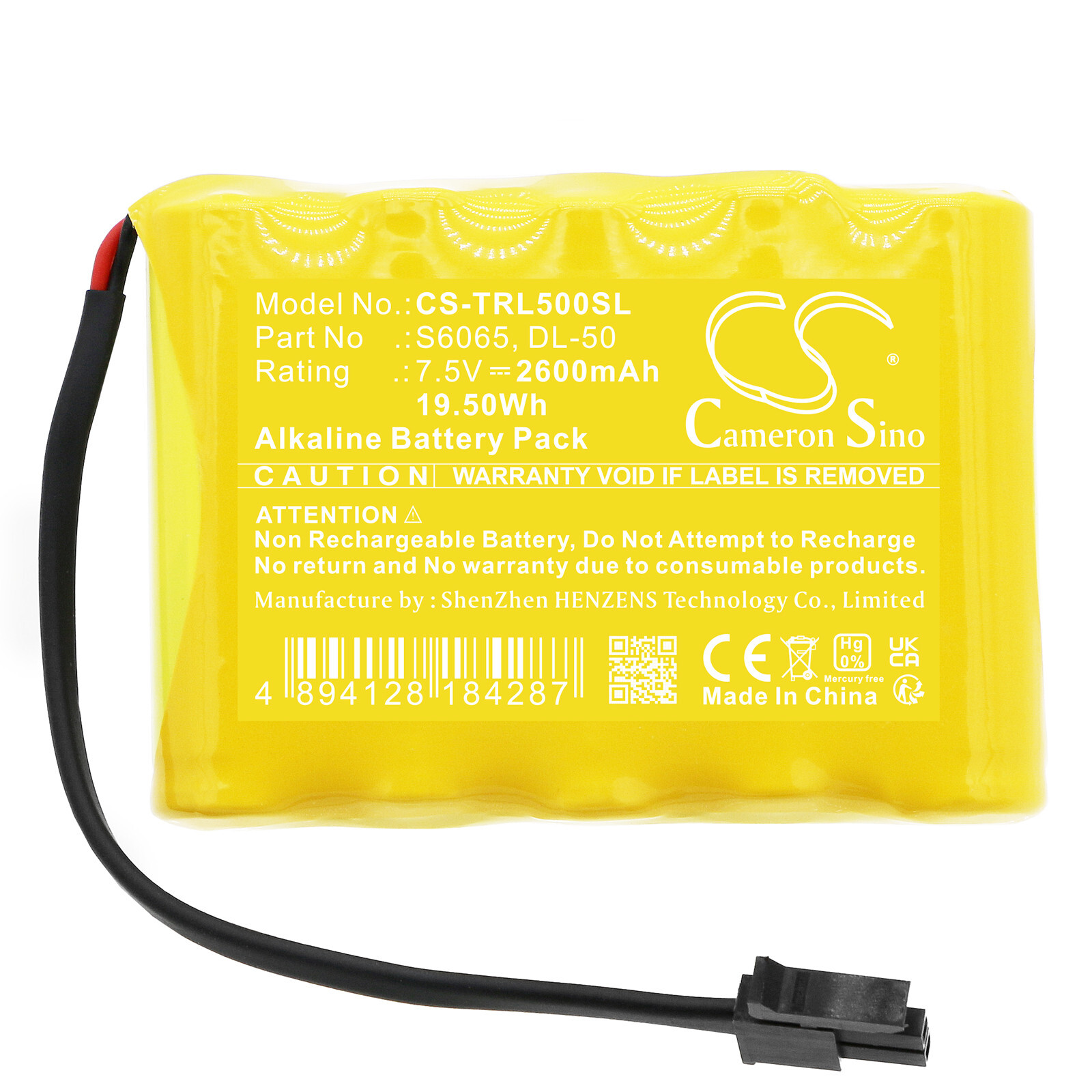 Alkaline BATTERIE 7.5V 2600mAh S6065 DL-50 For Trilogy DL2700CR DL2700DB DL3500