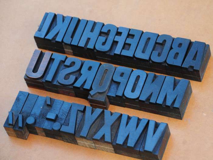 A-Z alphabet 1.42" letterpress wooden printing blocks wood type vintage printer