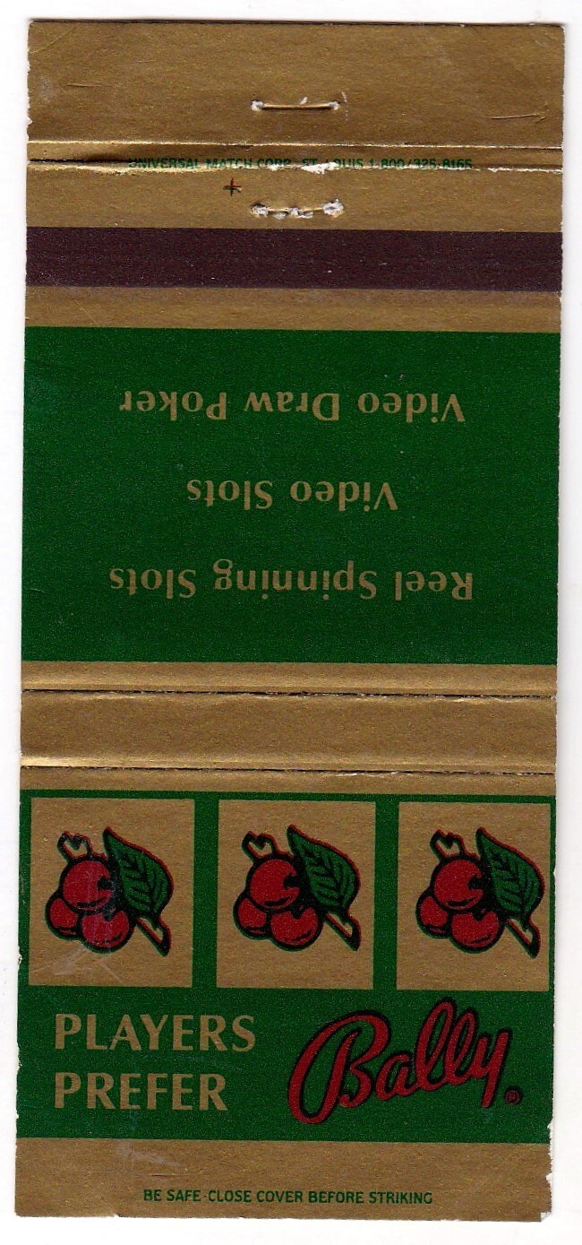 Bally Slot Machine Las Vegas Matchbook Cover icmsc5