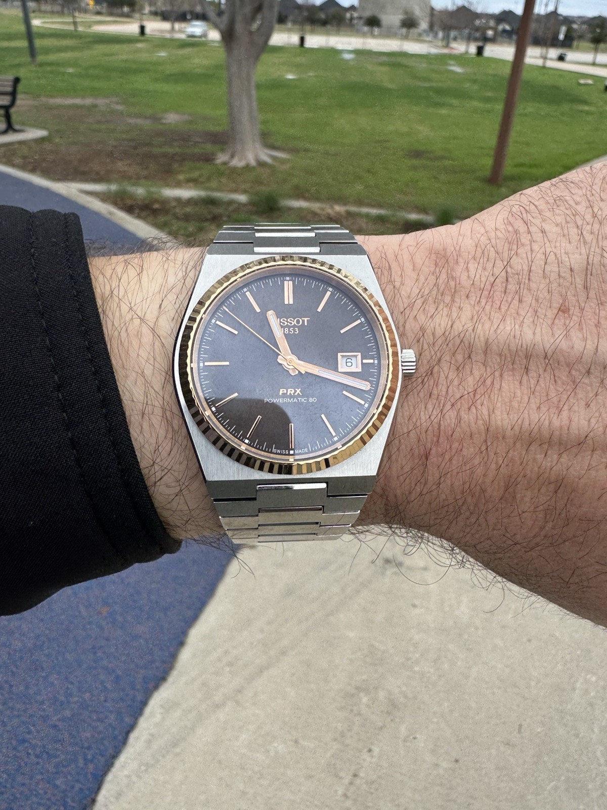 Tissot PRX Powermatic 80 Steel & 18K Gold Bezel 40mm Men's Watch Brown Dial