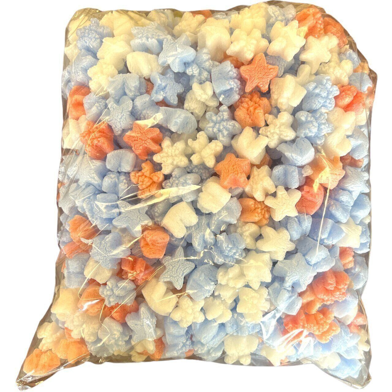 Minipak Packing Peanuts Red White Blue Star Shape Minipack .6 Cu F Biodegradable