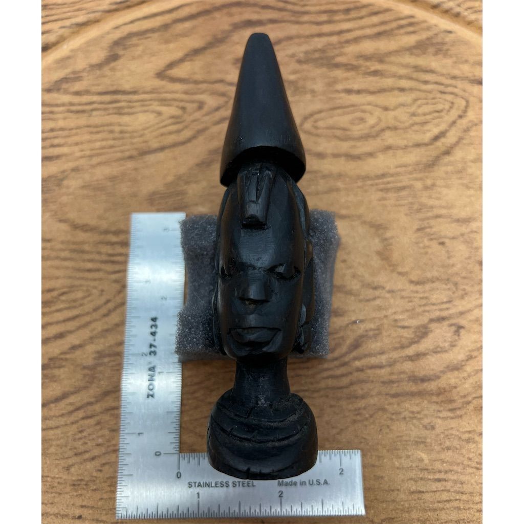 Vintage Hand Carved African Wood Sculpture Bust Dark Wood 