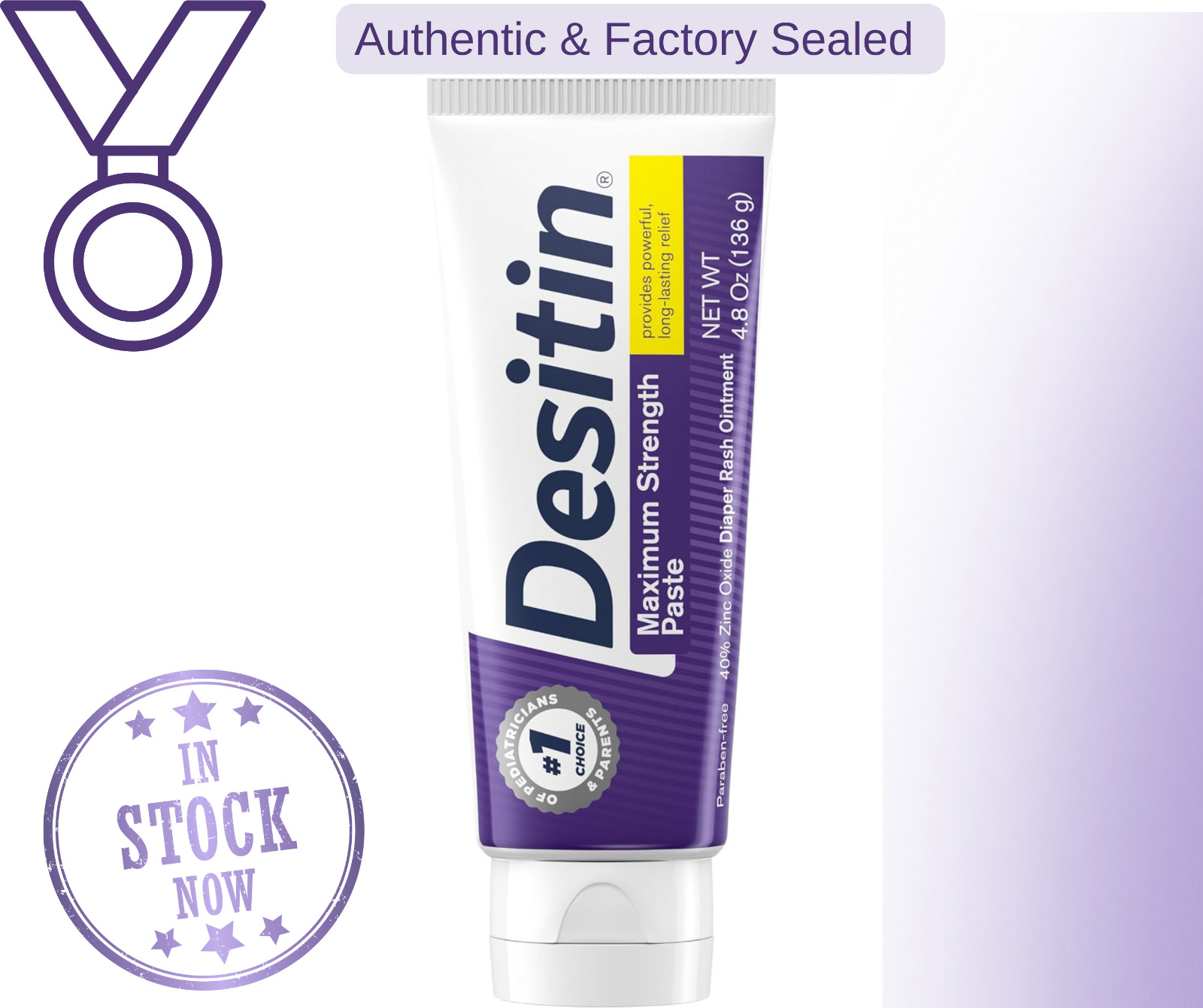 Desitin Maximum Strength Baby Diaper Rash Cream, 40% Zinc Oxide, Hypoallergenic 