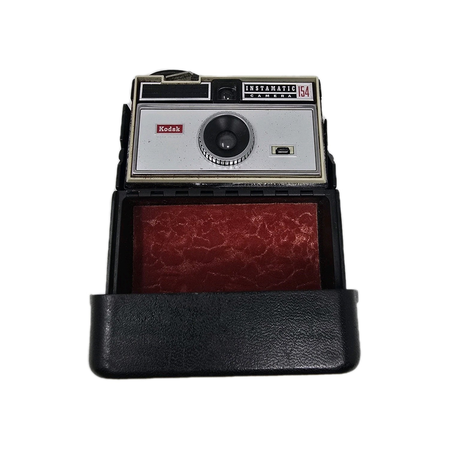 Vintage 1960's Kodak Instamatic 154 Film Camera In Flip Case For Parts Untested