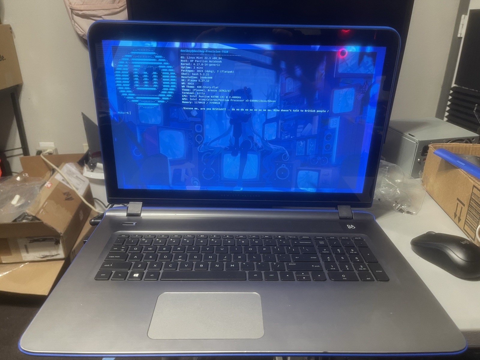 HP Pavilion 17-g Notebook, Pentium N3700, FOR PARTS READ DESCRIPTION.