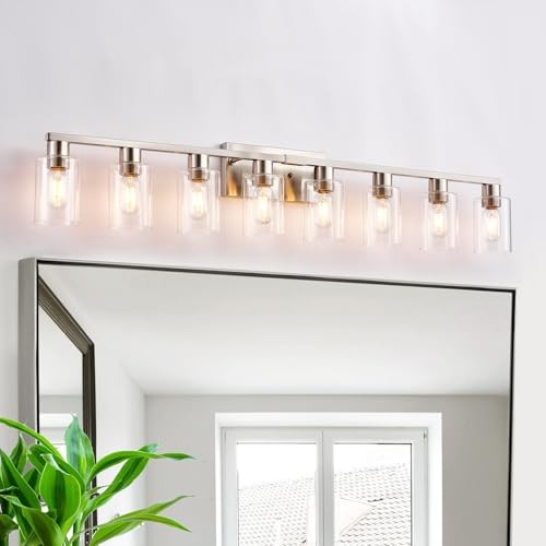 Bathroom Vanity Light, Large Vanity Lights Fixtures, 8 Light Brushed Nickel