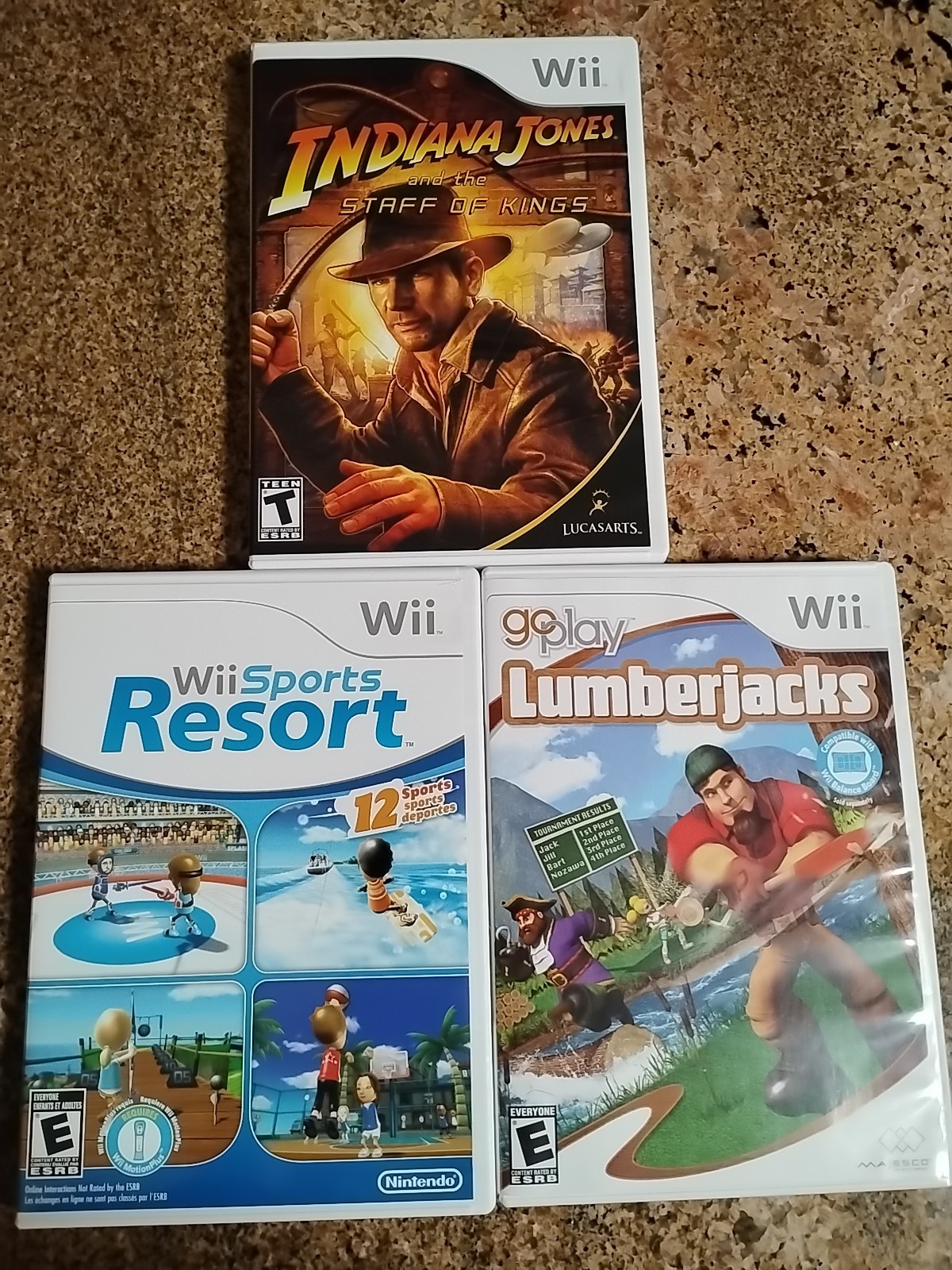 Wii Games Lot Of 3-Resort-Lumberjacks-Indiana Jones