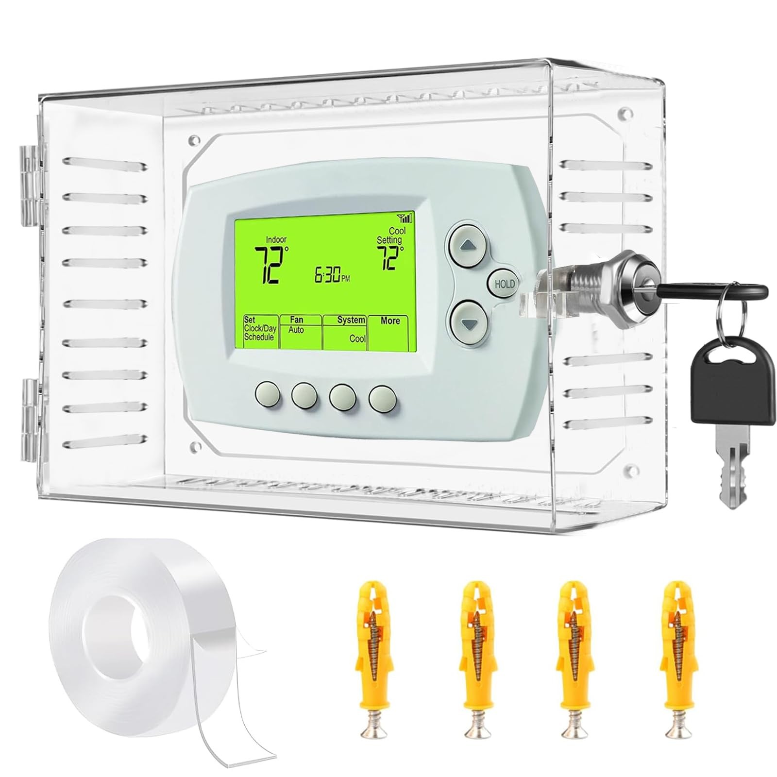 Universal Thermostat Lock Box with Key,Clear Large Cover for... 