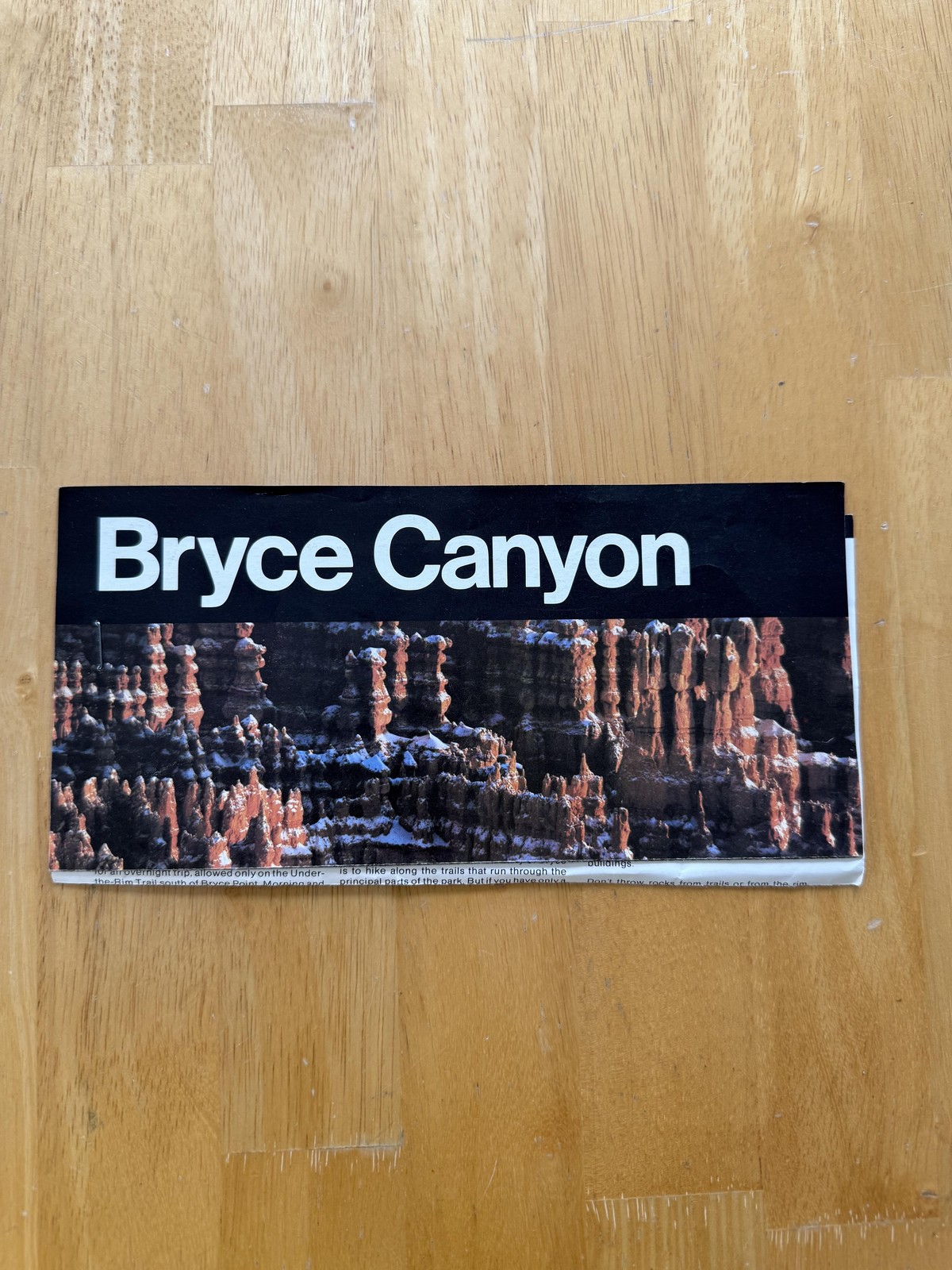 Bryce Canyon National Park Utah Folding Map Brochure National Park Service