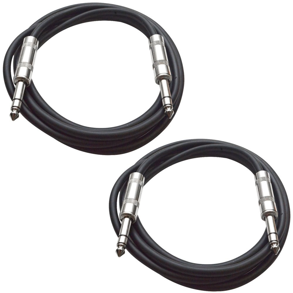 Satrx22 Pack Of 2' 1/4" Trs Male To 1/4" Trs Male Patch Cables Balanced 2 Foot P
