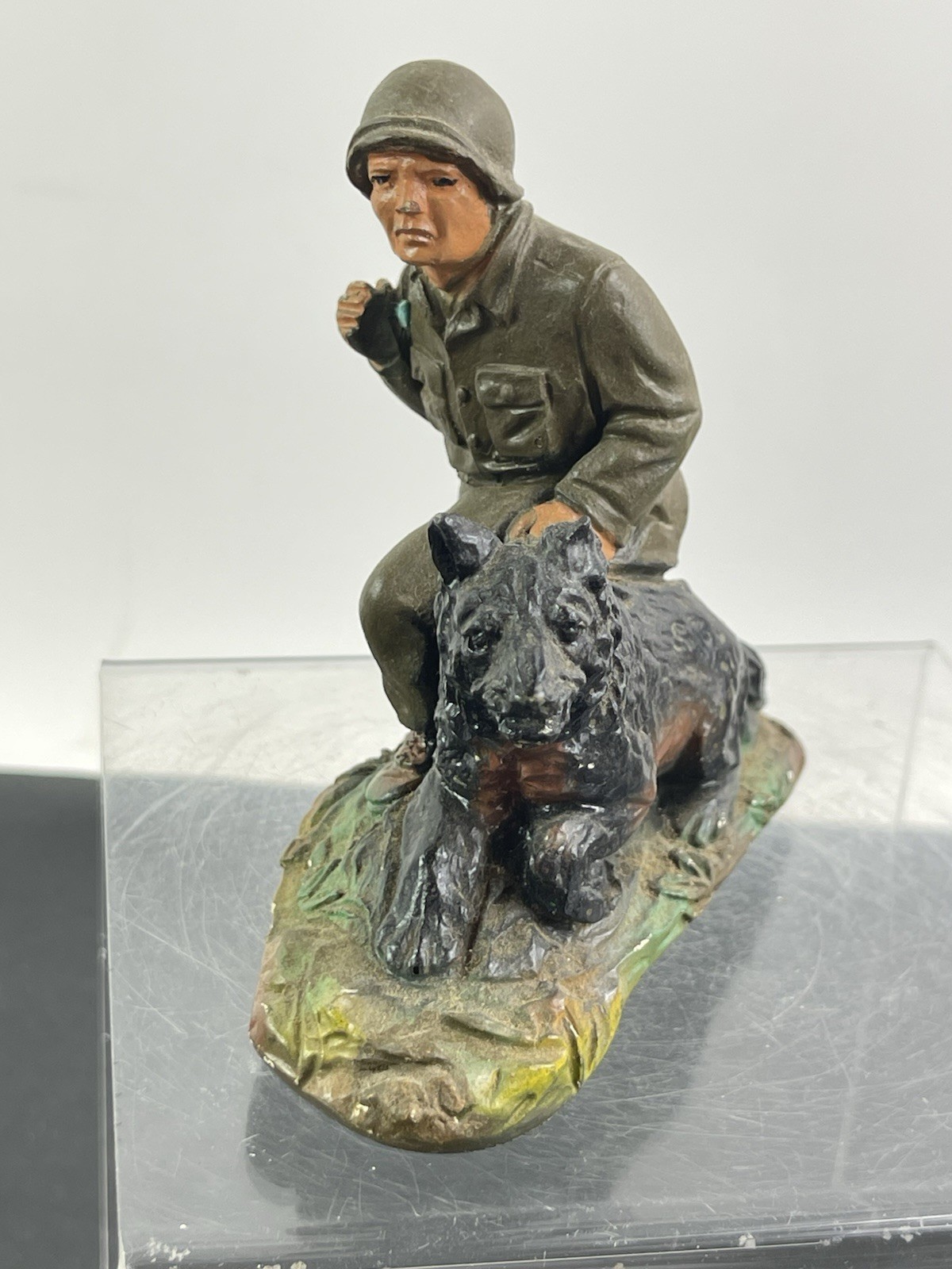 JH MILLER 1951 Toy Soldier  Sentry Dog US ARMY  Chalk Ware VGC