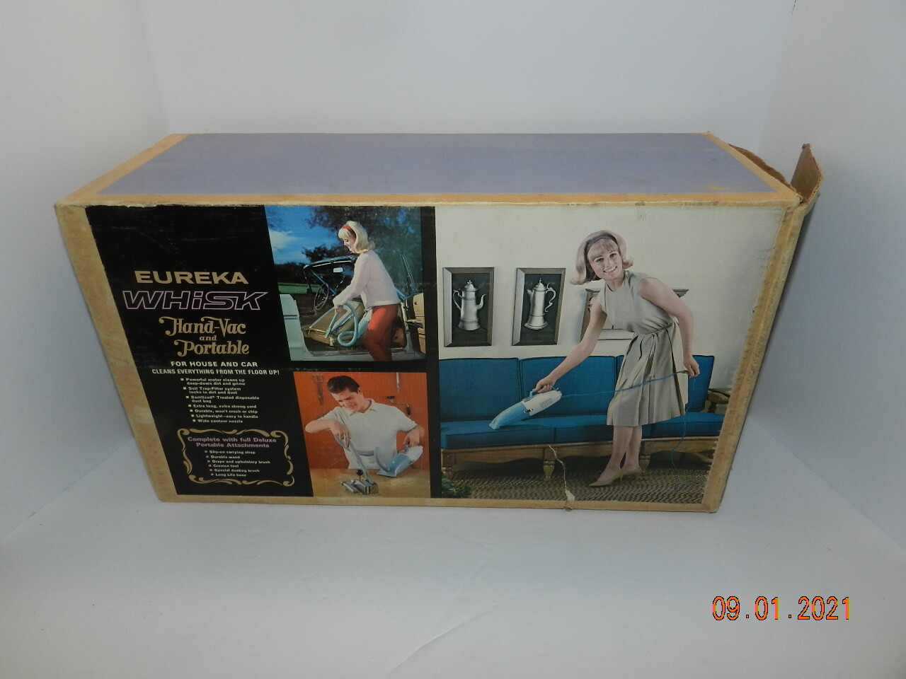 Vintage Mid-Century Eureka "Whisk" Portable Hand Vacuum With Attachments MCM