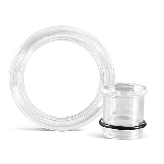 Glass Ear Plugs Tunnels Gauges, 6mm to 20mm (11mm Included) 14mm Pure Clear