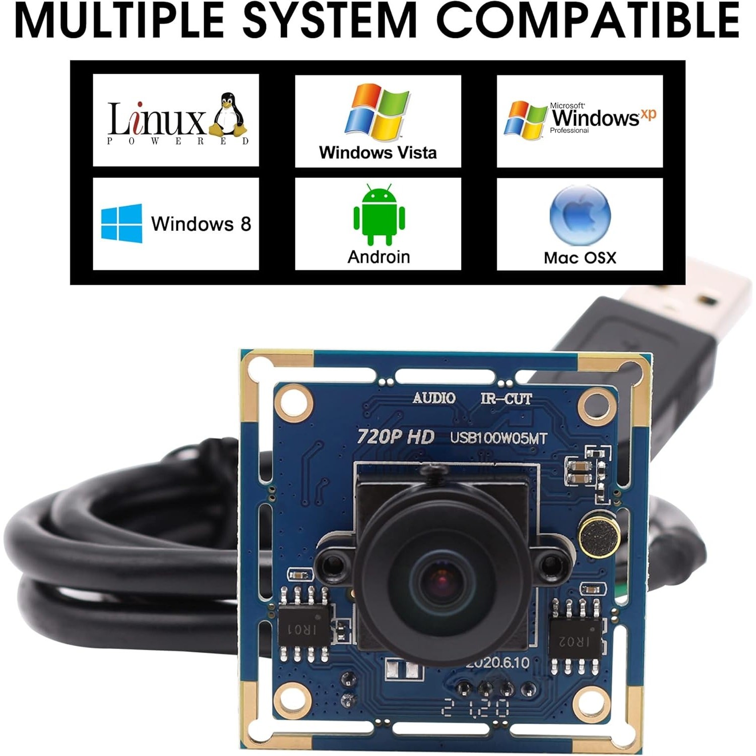 MMlove USB Camera Module 720P 30FPS HD Webcam with 170 Degree Fisheye