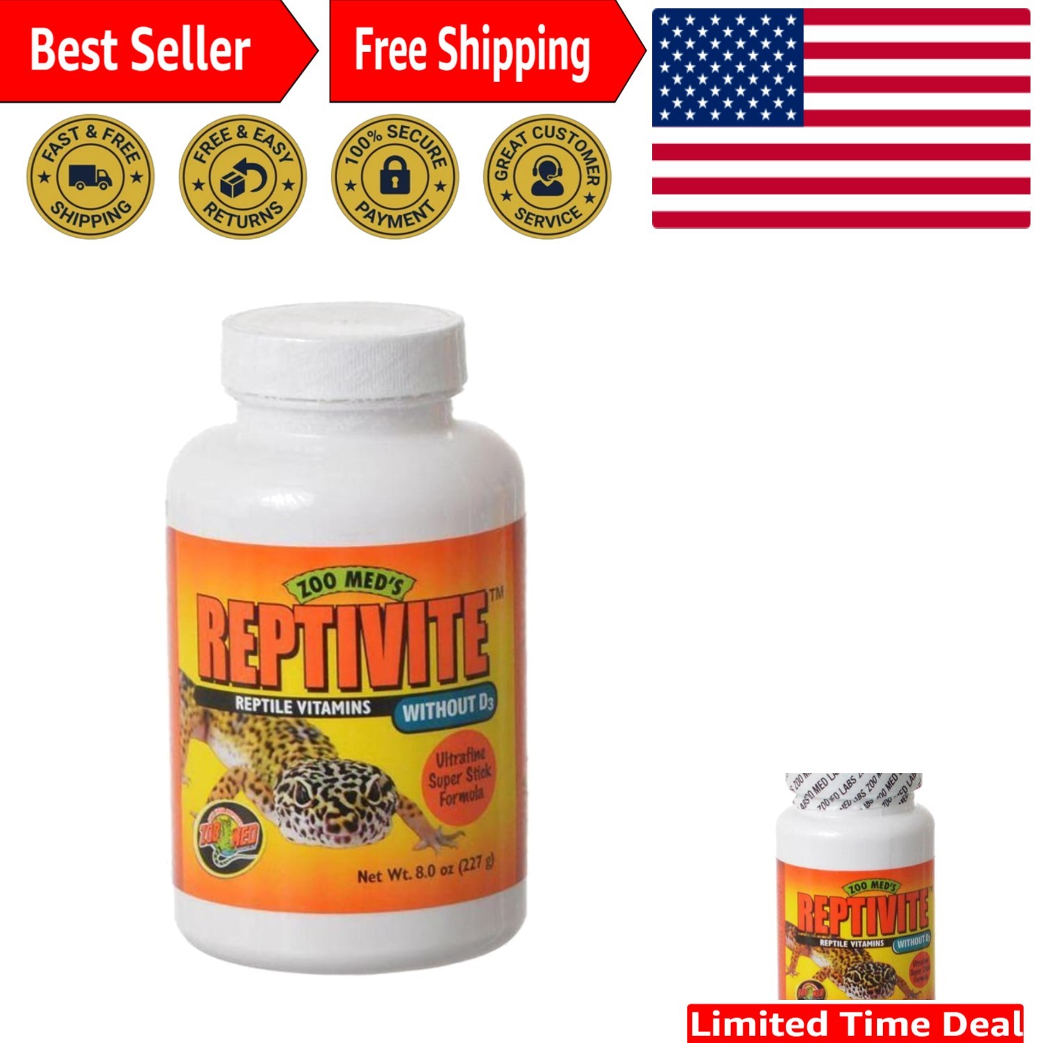 Reptivite Without D3 8oz - Nutritional Support for Pet Reptiles