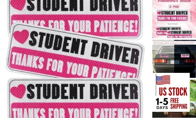3pcs Magnetic Student Driver Stickers, Student Driver Magnet for Car Thanks 