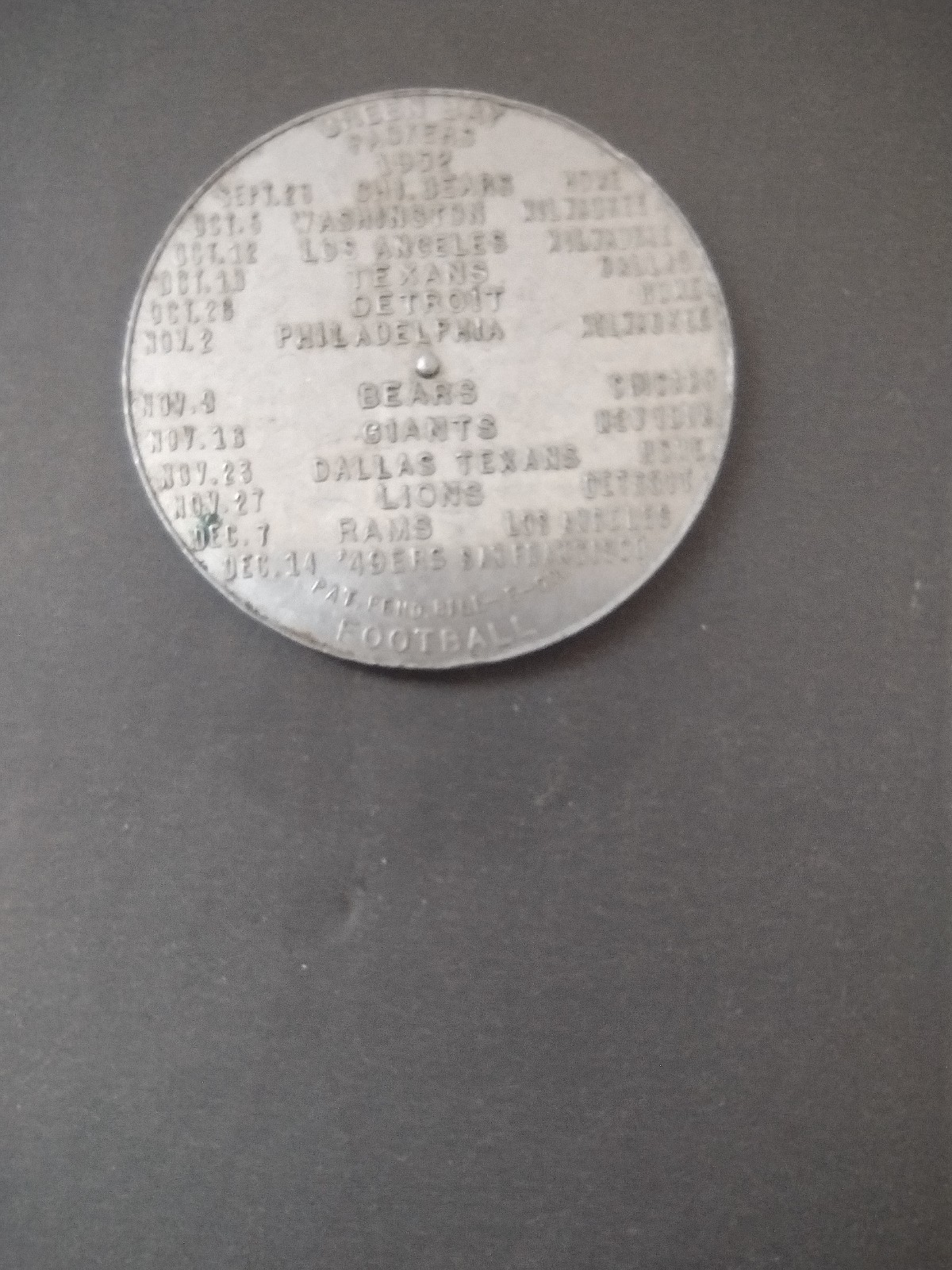 Green Bay Packers 1952 Rare Vtg Football Coin Schedule Miller High Life Beer