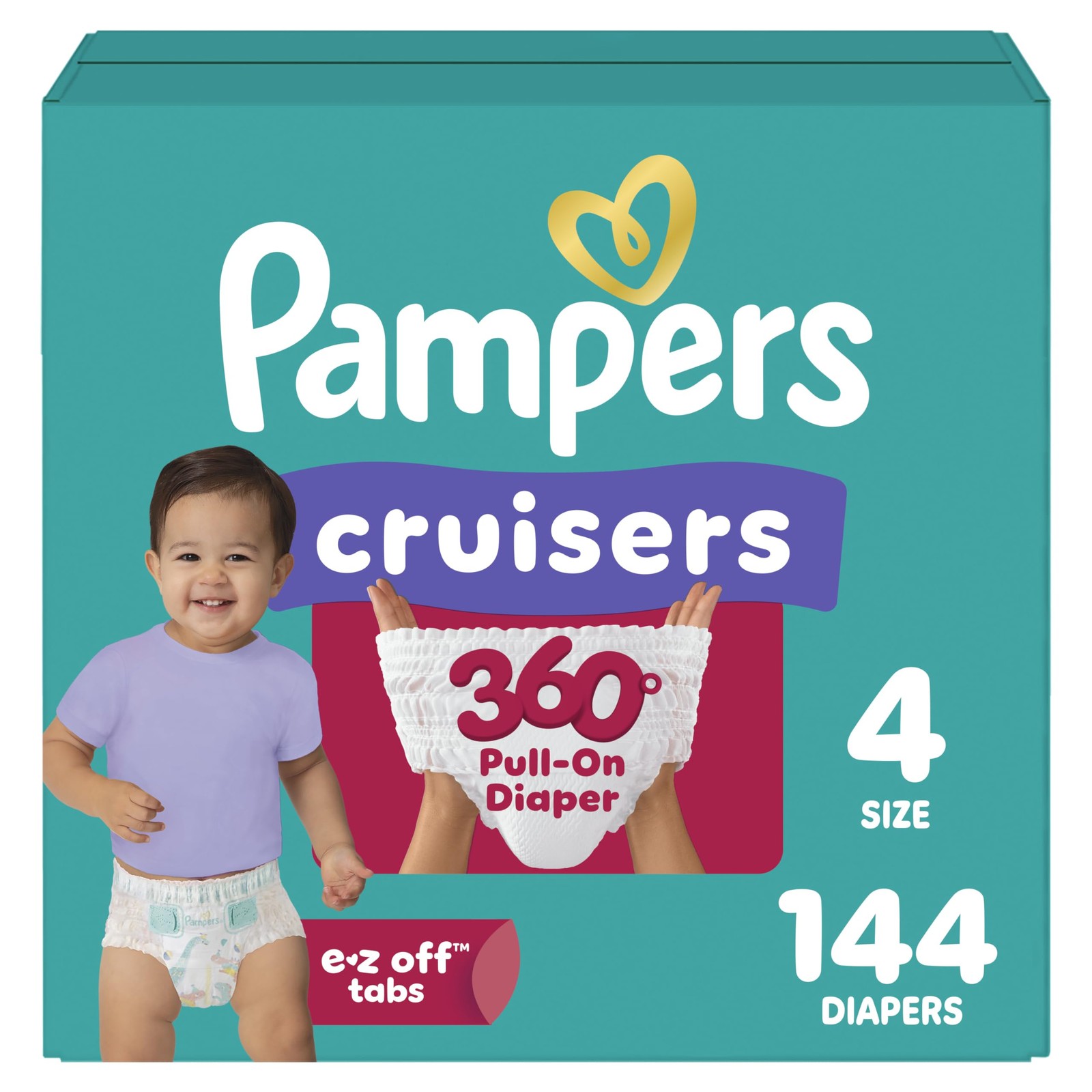 Pampers Diapers Cruisers 360 Size 4 144 Count Babyproof Leakproof Pull-On