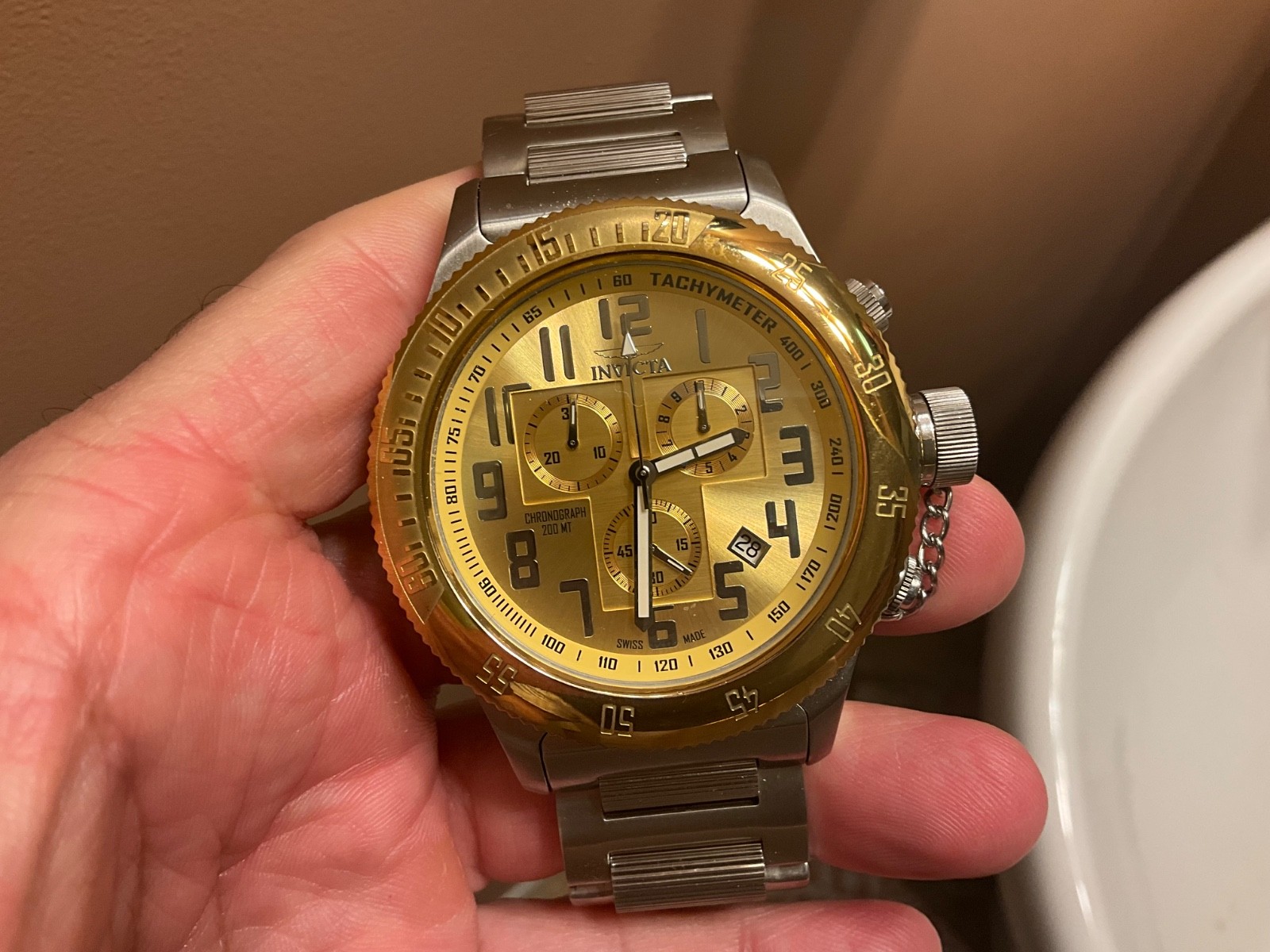 INVICTA SWISS MADE OFF SHORE RUSSIAN DIVER MODEL 5554 QUARTZ CHRONOGRAPH 2 TONE!